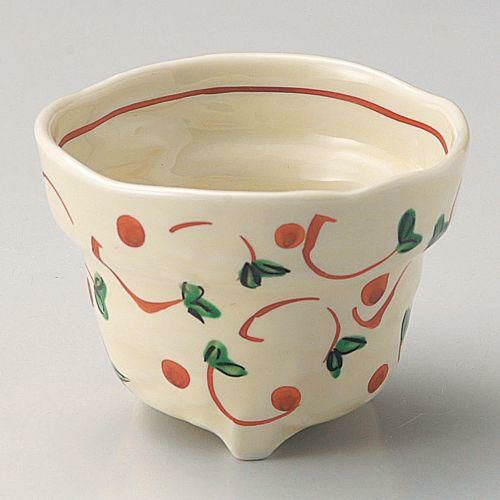 粉引赤絵唐草三つ足小鉢 φ9.8×7cm 065-309