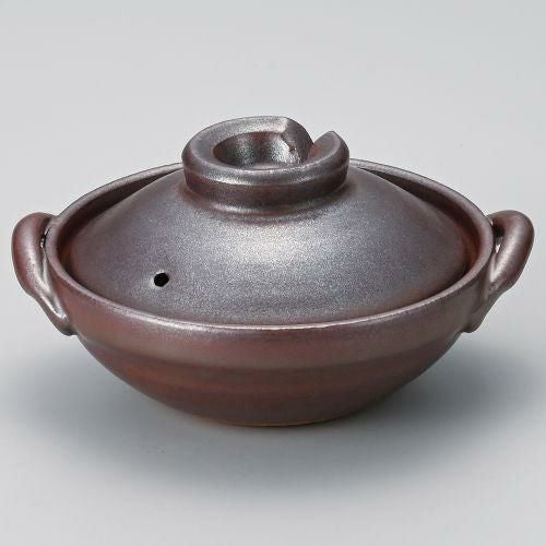 鉄釉5号鍋 18×φ15.6×9.5cm(400cc)(身5.8cm) 386-129