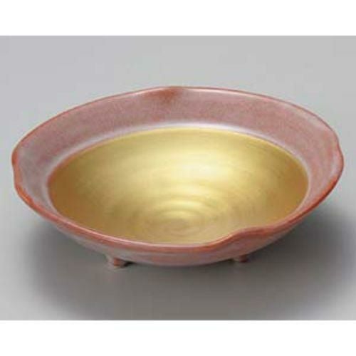 赤楽金彩平向付 φ18×5.5cm 022-059