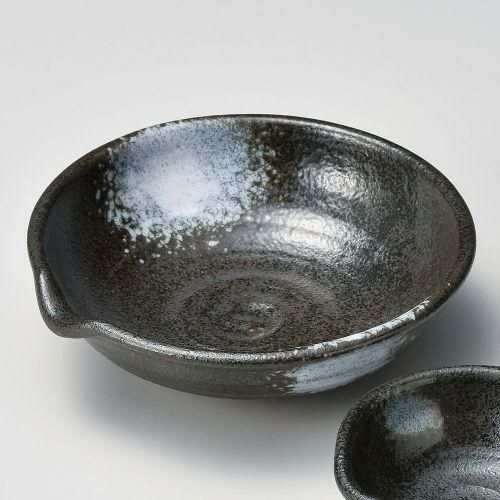 白吹黒水晶片口5.0鉢 15.1×14.8×4.4cm 029-139