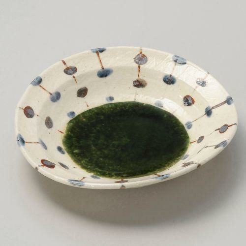 手描きすだれ織部おでん皿 19×18.5×4.3cm 035-139