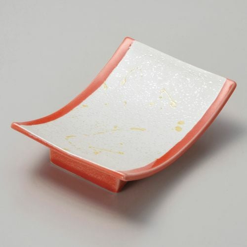 渕赤黄とばしアーチ皿 16.5×11.7×4.5cm 038-129