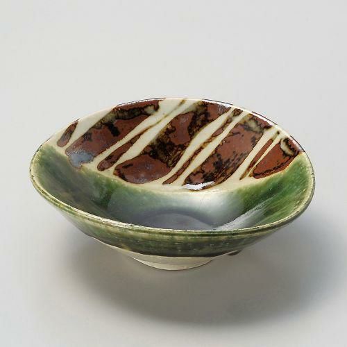 手描き織部十草たわみ取り鉢 16×14.5×5.3cm 043-039