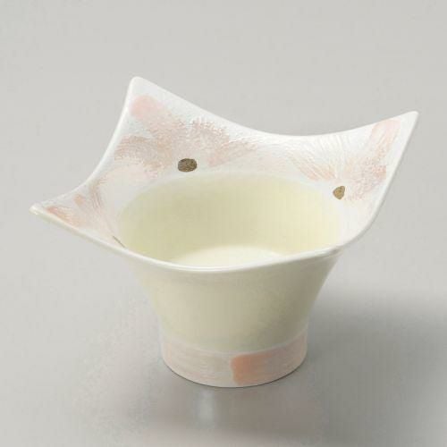 ピンク一珍ハケ四方上り高台小鉢 11×11×7.8cm 063-069