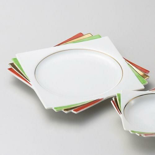 上絵三色折角天皿 24.5×19.8×2.3cm 119-119