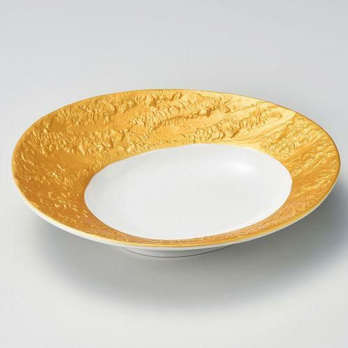 ゴールド石肌オーバルボール 23.3×20.5×5cm 034-099