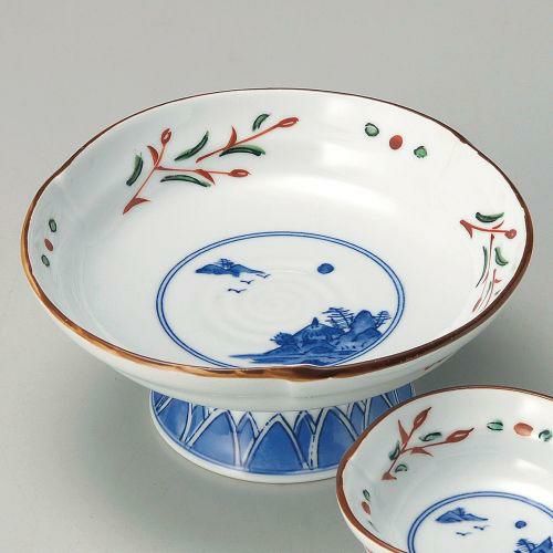 赤絵京山水刺身 φ15×7cm 022-119
