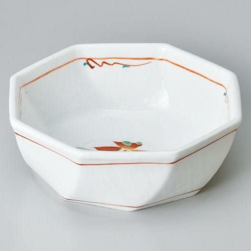 赤絵花紋八角小鉢(大) 11.4×5cm 076-029