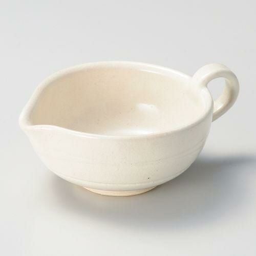 手造りモダン粉引(土物)手付きドレッシング 16.5×12×6.5cm 065-179