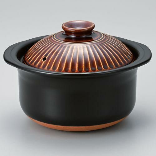 銀峯菊花アメ釉ご飯鍋5合炊 φ26×28×17cm(身12.3cm) 384-089