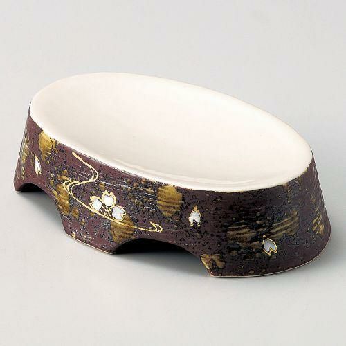 金流水楕円高台向付 19.5×13.4×4.7cm 037-099
