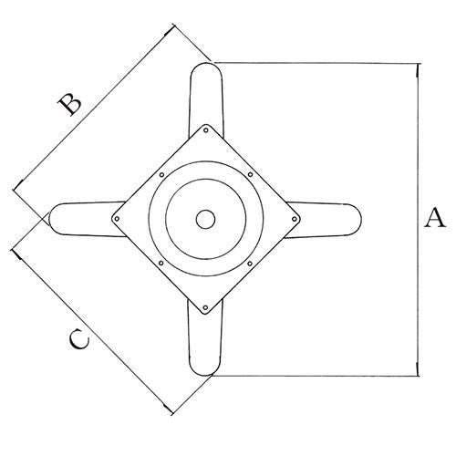 アルミ鋳物テーブル脚 ベースサイズ：A650×B475×C475×高さ700 品番：GB-C-650 塗装カラー：11C ポール：76φ