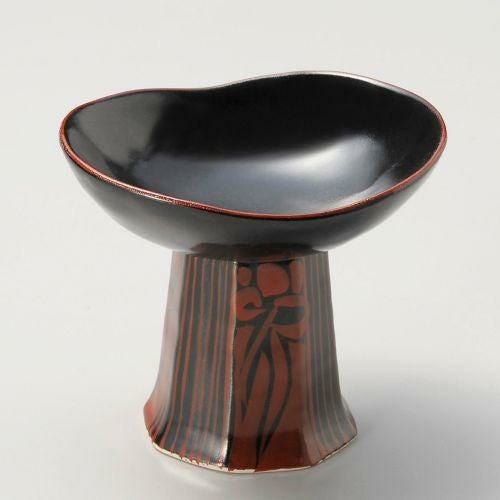 黒釉渕赤高台小付 11×9.5×9.8cm 061-279