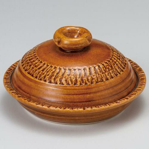 アメ釉(手造り)7.5号丸鍋 φ23×11.5cm(700cc)(身4cm) 388-099