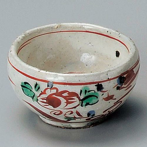 粉引赤絵花鳥魁字丸珍味 φ6.5×3.8cm 089-219