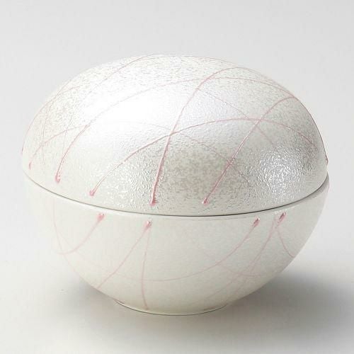 ピンク一珍丸形蓋物 φ10.4×8cm 107-069