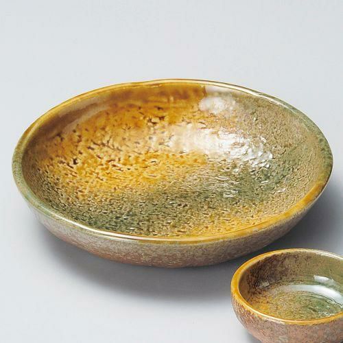 黄瀬戸織部刺身鉢 φ16.4×3.4cm 028-079