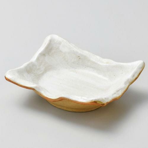 白油滴刷毛変型角刺身鉢 17.5×14.5×5.6cm 045-019