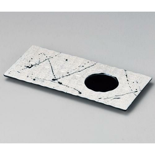 黒とばしラスター黒釉長角前菜皿 26.7×12.3×1.5cm 134-059