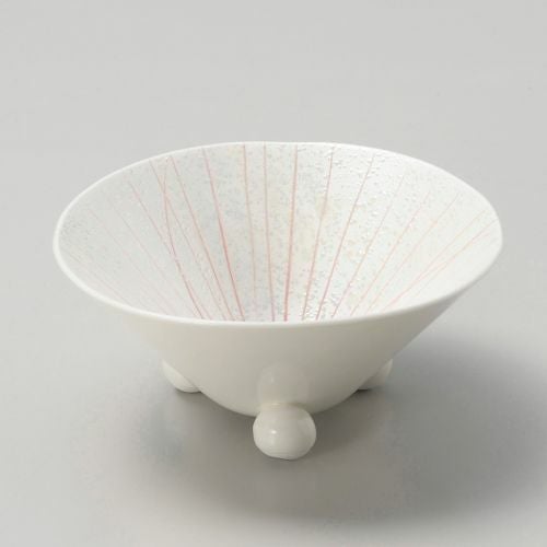 ピンク一珍乱線三ッ足小鉢 φ11.5×5.3cm 063-089