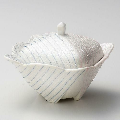 二色一珍ラスター角蓋付鉢 11.7×11.7×9.5cm 107-079