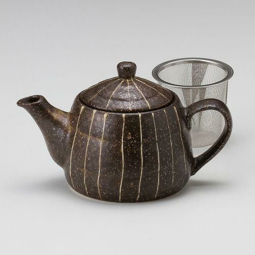 錆伊賀十草ポット(茶こし付) 400cc 372-089