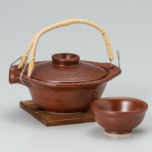 鉄赤平形土瓶むし 15.8×13.2×5.2cm(250cc) 392-049