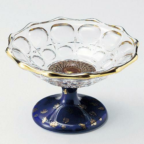 ガラスルリ釉高台鉢 φ12×7cm 060-239