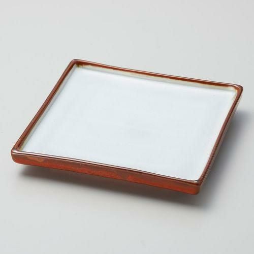 紅釉正角7.0皿 17×17×2.4cm 029-119