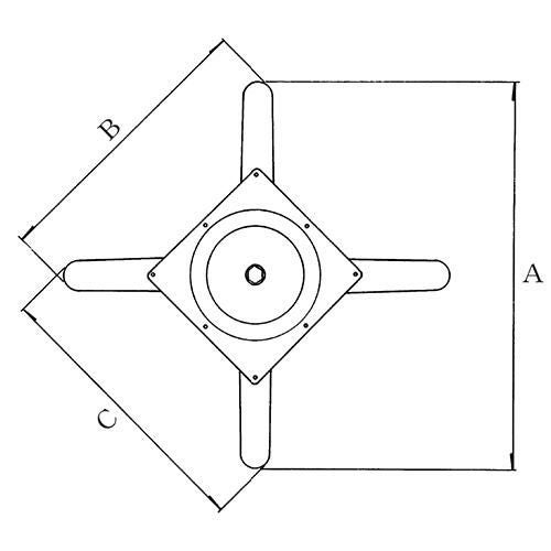 アルミダイキャストテーブル脚 ベースサイズ：A1105×B810×C810×高さ700 品番：BT-CN-L-1100 塗装カラー：44 ポール：139φ