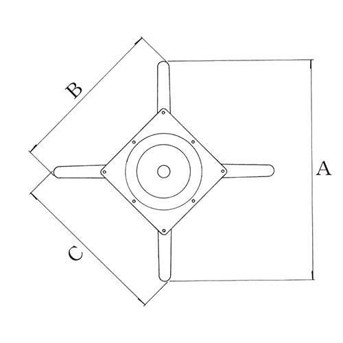 アルミ鋳物テーブル脚 ベースサイズ：A700×B505×C505×高さ700 品番：MC-CN-700 塗装カラー：11 ポール：50φ