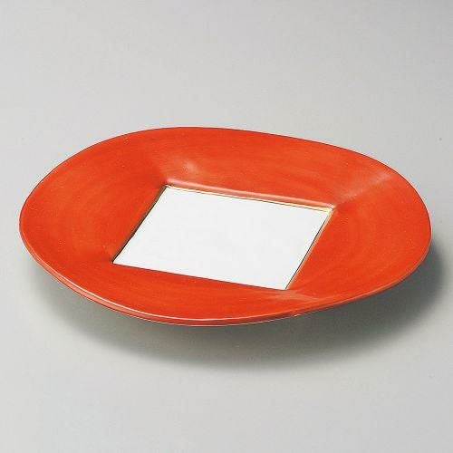 朱巻内白八寸皿 φ24.6×2.9cm 198-059