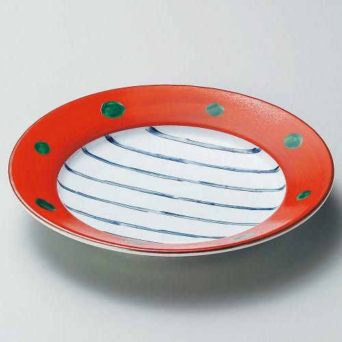 朱巻十草6.0リム皿 φ18.5×3.1cm 210-039