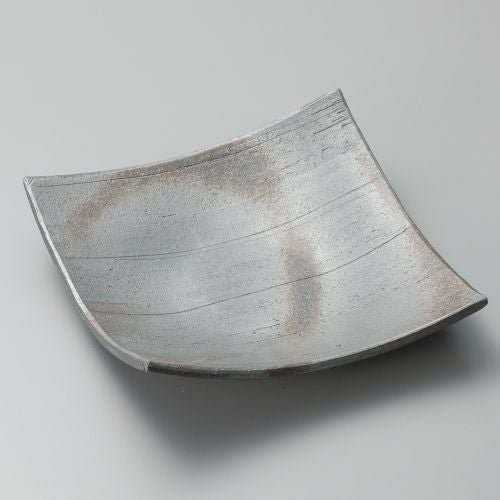 黒銀彩そり6.3正角皿 19×19×4.5cm 187-039