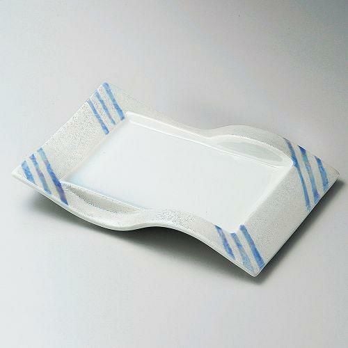 ブルー線ラスター前菜皿 25.5×16.5×3.5cm 141-019