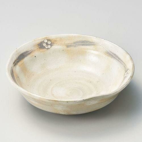 手造り粉引華紋(土物)三ツ押盛鉢 φ19.5×6.5cm 041-079