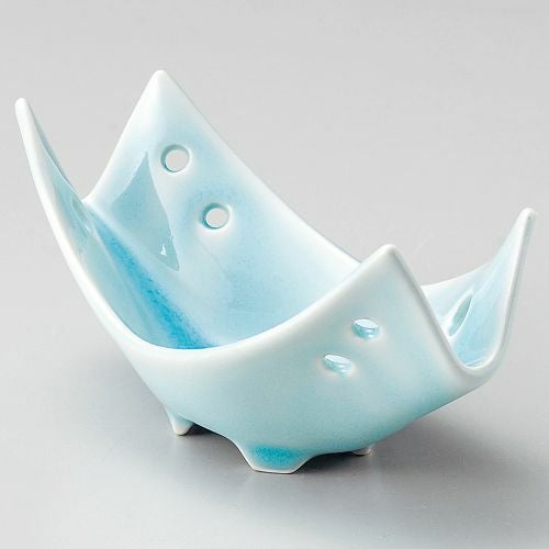 湖水青白透し舟形小鉢 15×7.5×6.8cm 082-059