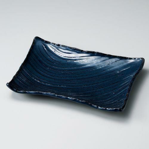 紺ナマコ26角皿 26×17.5×3.5cm 159-099