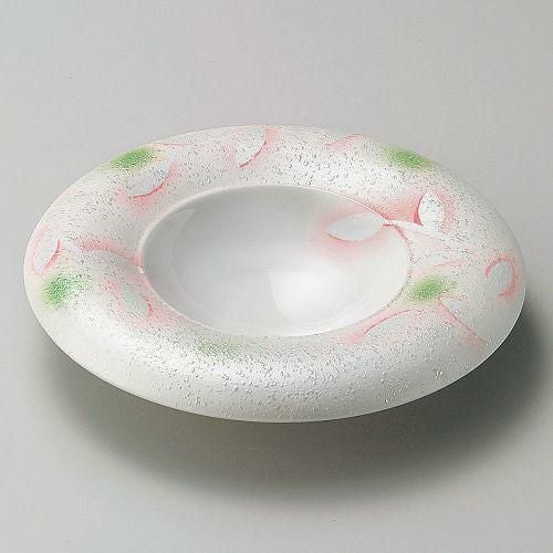 ラスターピンク芦ハット型前菜皿 φ21×4.5cm 200-089