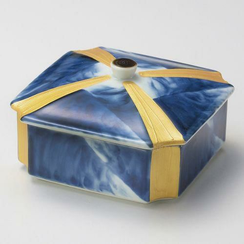 ダミ金クロス角蓋物 14.5×14.5×8.5cm 105-099