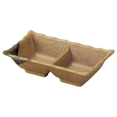 仕切皿 伊賀風 二品薬味皿