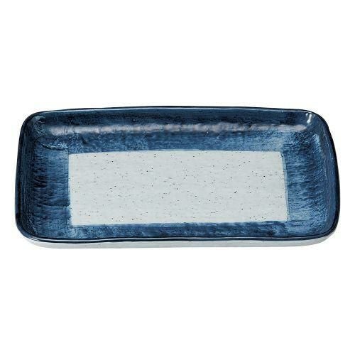 藍彩9.0焼物皿 26.3×18.5×2cm 433-119