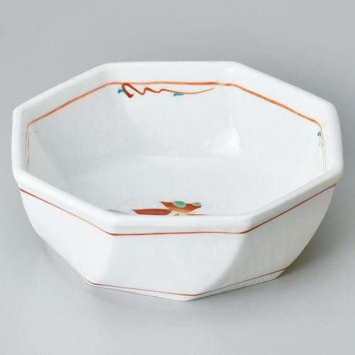 赤絵花紋八角小鉢(中) 9.7×5cm 076-039