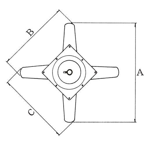 アルミ鋳物テーブル脚 ベースサイズ：A750×B555×C555×高さ700 品番：CL-CF-750 塗装カラー：44 ポール：76φ