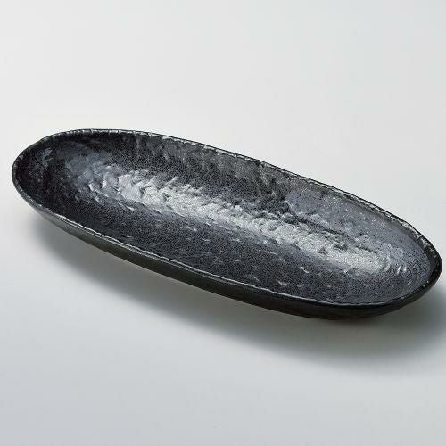 黒銀河楕円盛皿 32.5×14.2×4cm 191-189