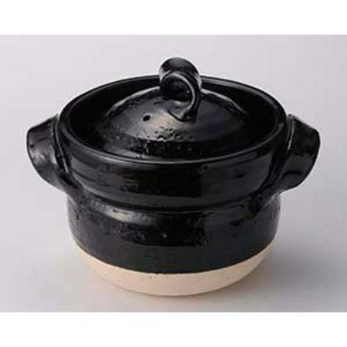 黒釉五合御飯鍋 30×23×23cm 384-229