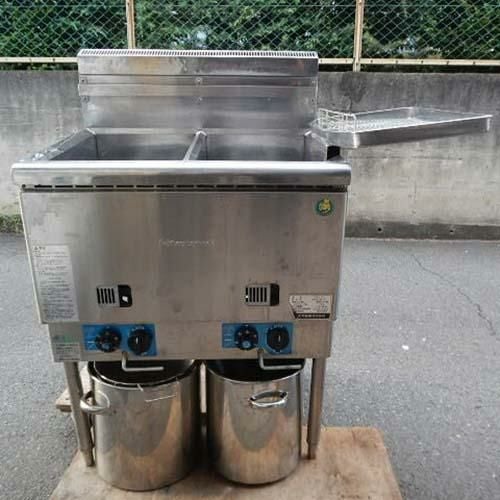 中古】二槽ガスフライヤー タニコー TGFL-A87CW 幅870×奥行600×高さ800