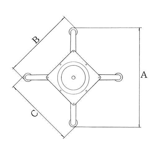アルミダイキャストテーブル脚 ベースサイズ：A590×B430×C430×高さ700 品番：DC-CN-600 塗装カラー：11 ポール：76φ