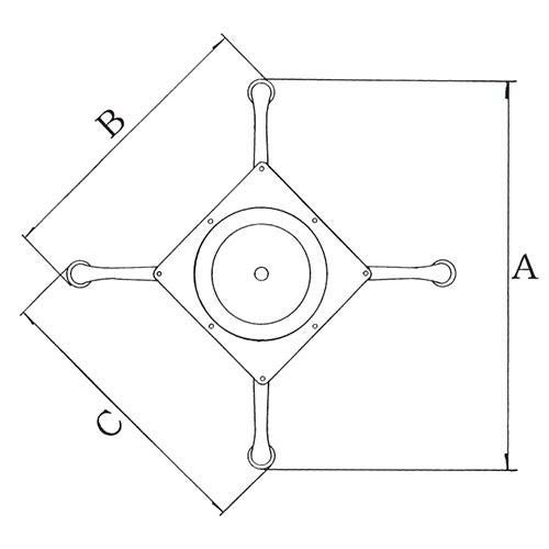 アルミダイキャストテーブル脚 ベースサイズ：A600×B435×C435×高さ700 品番：SS-C-600 塗装カラー：11 ポール：60φ