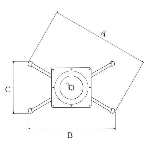 アルミダイキャストテーブル脚 ベースサイズ：A600×B530×C315×高さ700 品番：SS-LX-600 塗装カラー：14AM ポール：60φ